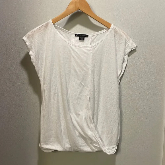 Armani Exchange Woman’s white shirt sleeve gathered top - Picture 1 of 14